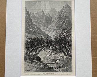 1880 Wady Katarina, Sinai Original Antique Engraving - Egypt - Mounted and Matted - Available Framed