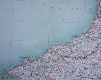 1898 Cardigan Large Original Antique Ordnance Survey Map - City Plan - England - Britain - Cartography - Gift Idea - Local History