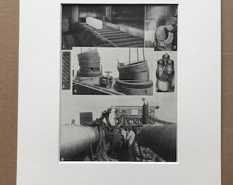 1940s How Wire is made and some of its many uses Original Vintage Print - Mounted and Matted - Technology - Available Framed