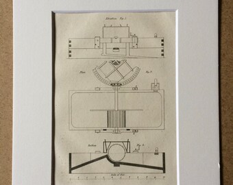 1809 Original Antique Engraving - Paper Mill - Machinery - Victorian Technology - Wall Decor - Available Matted - Available Framed