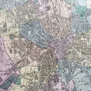 1902 originele antieke kaart Bradford - kaart grote muur - stadsplattegrond - Engeland