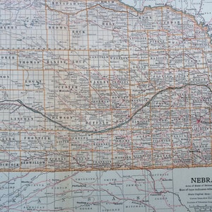 Grande carte ancienne originale du Nebraska de 1903 avec carte en médaillon d'Omaha - carte de l'État des États-Unis