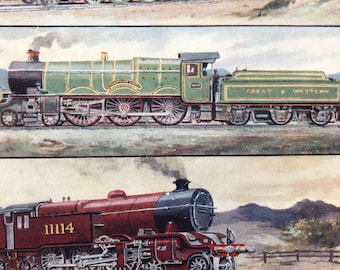 1940s British Railways Original Vintage Print - Mounted and Matted - Train - Southern, Great Western - Available Framed