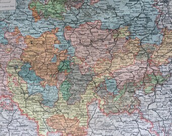 1897 Ernestine Duchies (Saxon Duchies) Original Antique Map - Available Framed - Saxony - Germany - Cartography - Vintage Map