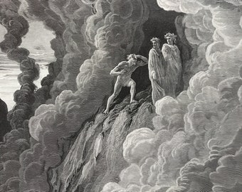 1880 Dante's Purgatory and Paradise Original Antique Gustave Dore Engraving - Dante Alighieri - Mounted and Matted - Available Framed