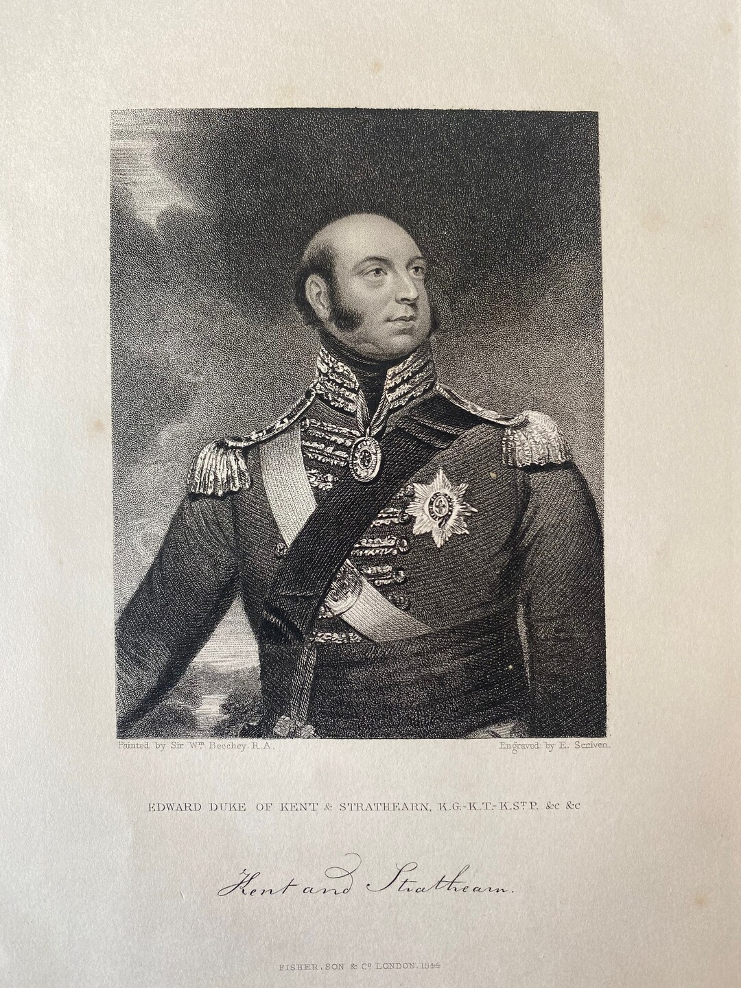 1844 Edward Duke of Kent and Strathearn Original Antique Print ...