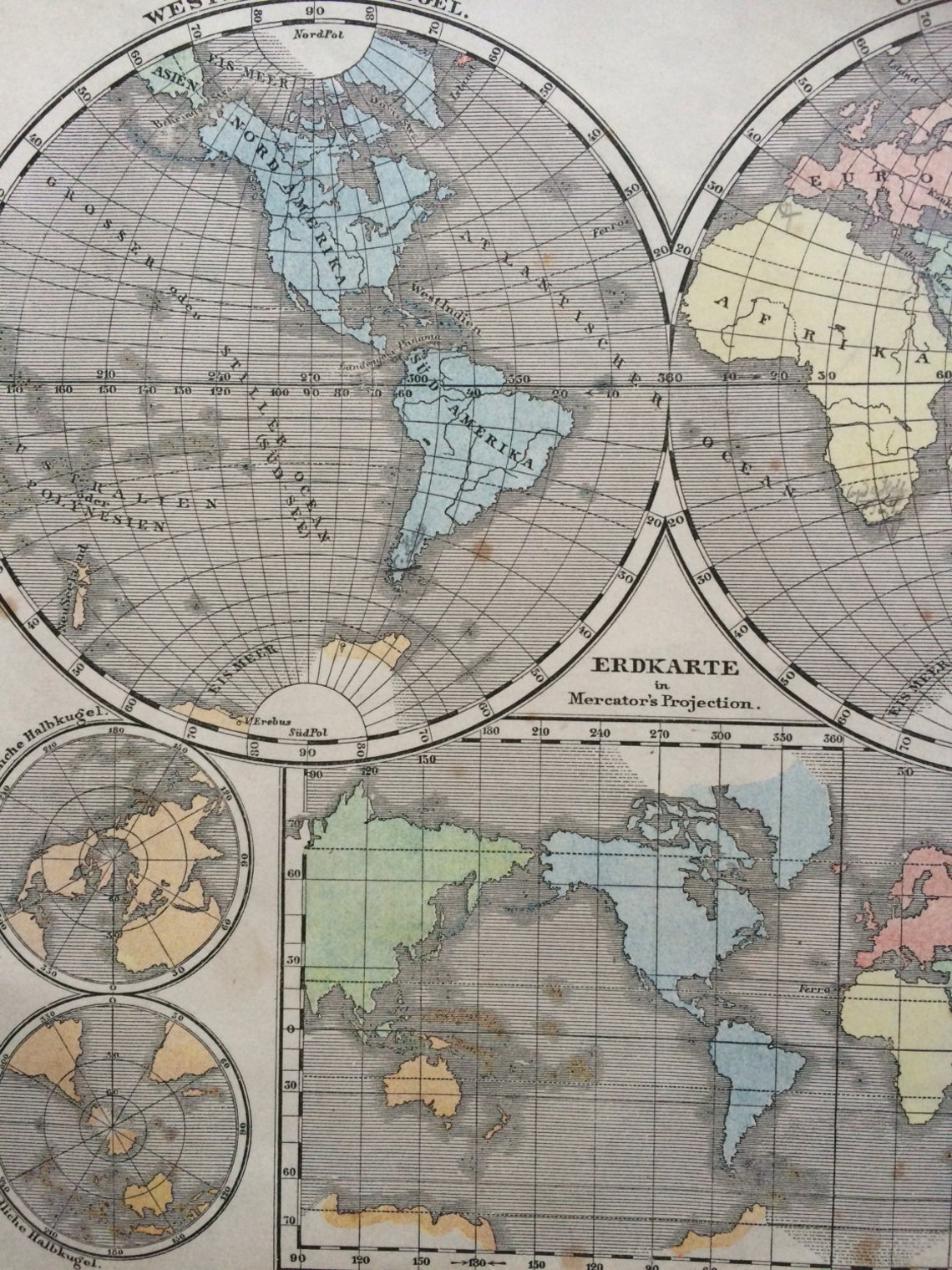 1861 Original Antique Hand-coloured Engraved World Map - Etsy UK