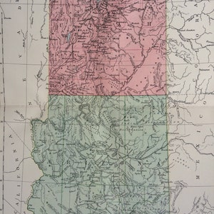 1875 ユタ州とアリゾナ州の大きなオリジナルアンティーク地図、地図作成、地理、壁装飾、家の装飾、ブリタニカ百科事典