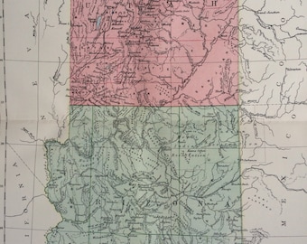 1875 UTAH & ARIZONA large original antique map, cartography, geography, wall decor, home decor, encyclopaedia britannica