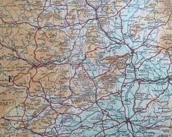 1922 Worcestershire, Warwickshire, Herefordshire Original Antique Panorama Map - Ordnance Survey
