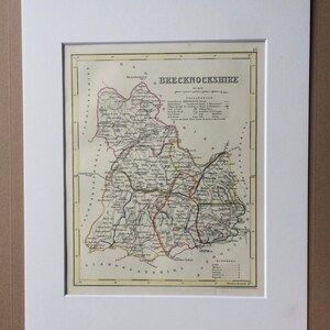 1848年 ブレックノックシャー オリジナルアンティーク 手彩色彫刻地図 - イギリス郡地図 - 装飾美術 - 地図作成 - 壁装飾 - イングランド