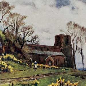 1922 Warwickshire, Burton Dassett Church Original Antique Print - England - Mounted and Matted - Available Framed