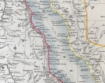 1901 Red Sea Original Antique Map - Egypt - Saudi Arabia - Eritrea - Ethiopia - Sudan - Mounted and Matted - Available Framed