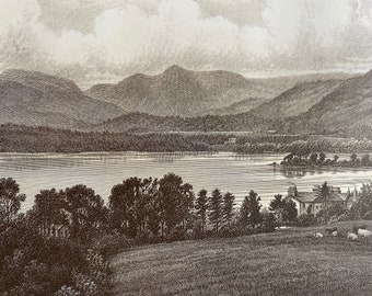 1895 Lowwood & Lansdale Pikes, Windermere, Cumbria Original Antique Print - Available Framed - Landscape - Lake District