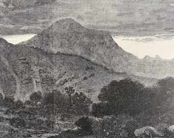 1880 Mount Hor Original Antique Print - Jordan - Mounted and Matted - Available Framed