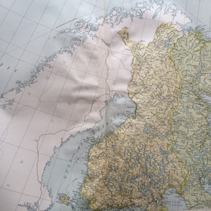 1920 Extra Große Original Alte Karte von Finnland und Nordwest-Russland mit der Darstellung von Eisenbahnen, Kanälen, Straßen, Dampfschiff-Strecken