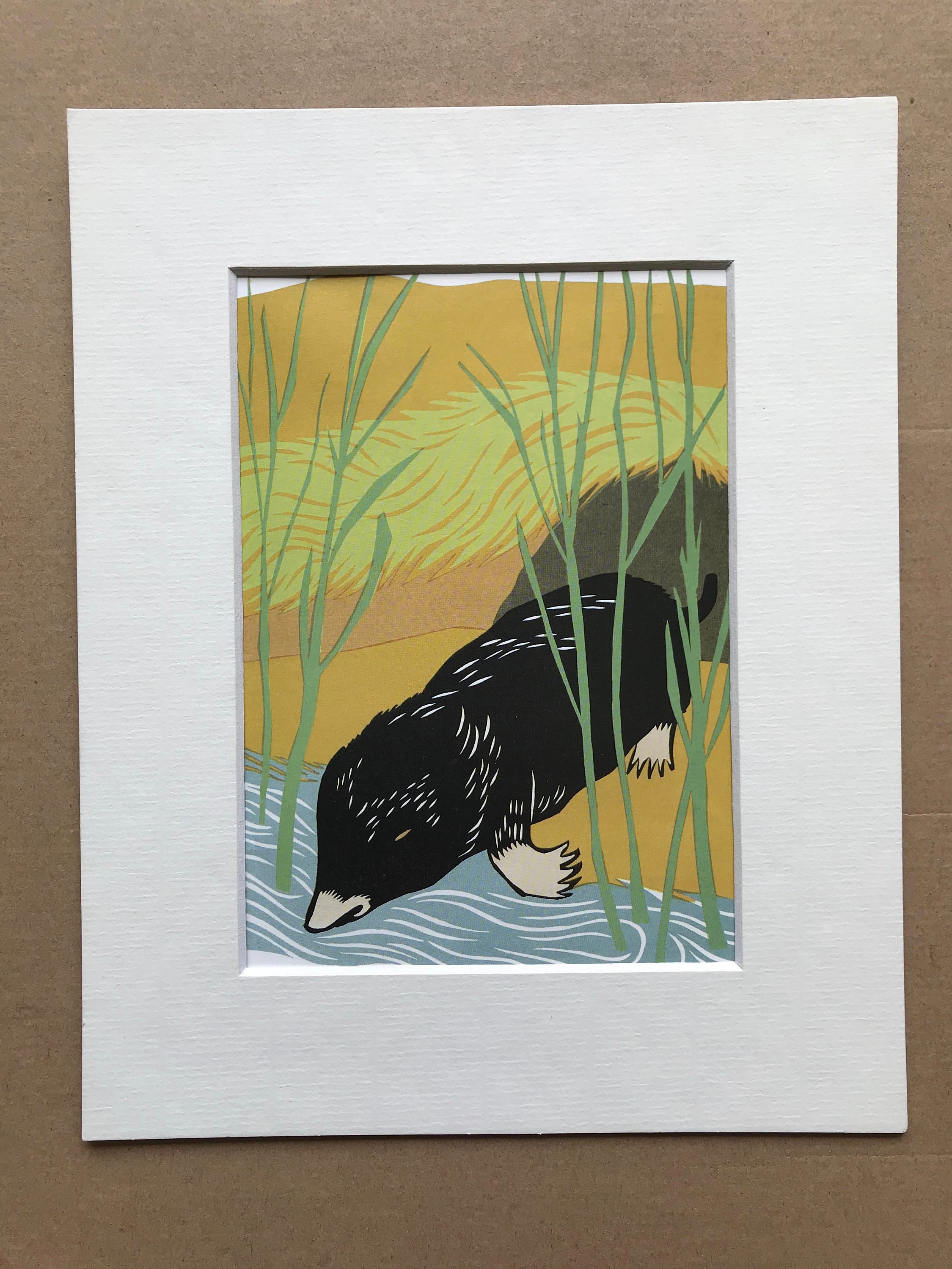 1958 Mole Original Vintage Illustration - Mounted and Matted - Paper Cut  Illustration - Wildlife - Colourful Wall Art - Available Framed