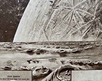 1930s Mother Earth as seen from the Moon Original Vintage Print - Astronomy - Mounted and Matted - Available Framed