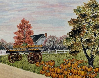 1959 Boston - A common sight at Thanksgiving Time Original Vintage Chiang Yee Print - Pumpkins - Mounted and Matted - Available Framed