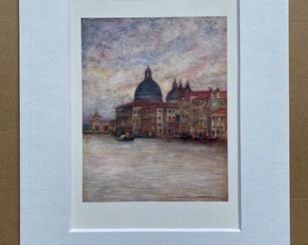 1904 Santa Maria della Salute Original Antique Print - Venice - Italy - Mounted and Matted - Available Framed