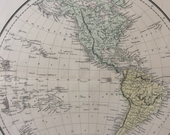 1858 Western Hemisphere Original Antique Map - Available Framed - Gift Idea - Vintage Map - Wall Decor