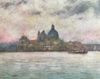 1904 The Dogana Original Antique Print - Venice - Italy - Mounted and Matted - Available Framed