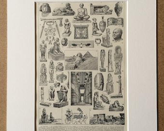 1923 Egyptian Art and Architecture Original Antique Print - Mounted and Matted - Decorative Art - Wall Decor - Ancient Egypt