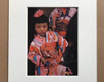 1940s Japanese Child Original Vintage Photo Print - Mounted and Matted - Japanese Culture - Japan - Available Framed