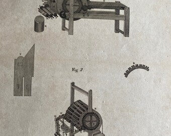 1806 Yarn Mill Original Antique Engraving - Machinery - Encyclopaedia - Mounted and Matted - Available Framed