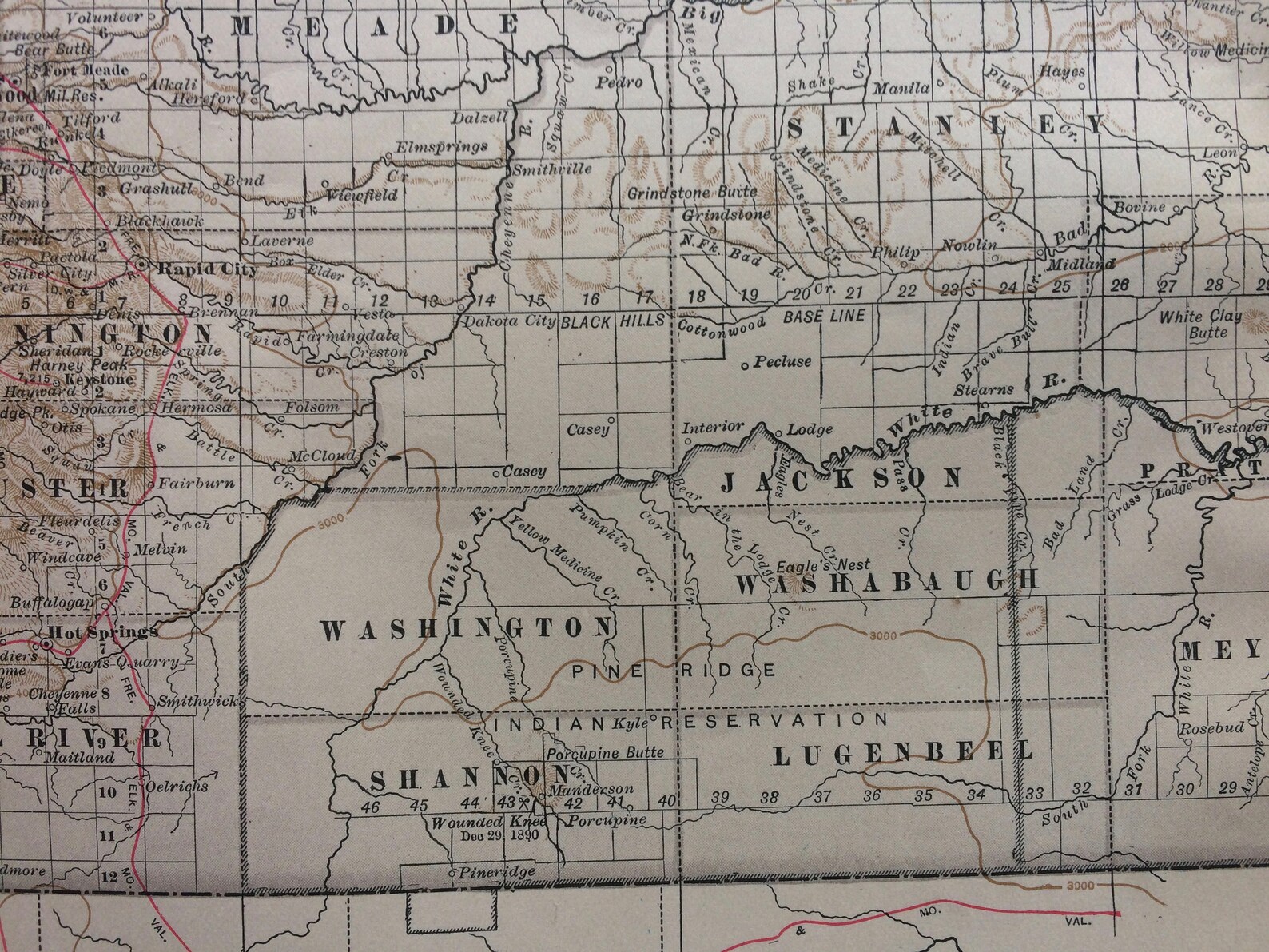 1903 South Dakota Original Large Antique Map Wall Map Home Etsy