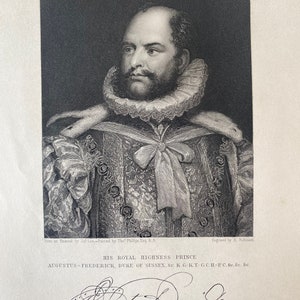 1844 His Royal Highness Prince Augustus-Frederick, Duke of Sussex Original Antique Print - Portrait - Mounted and Matted - Available Framed