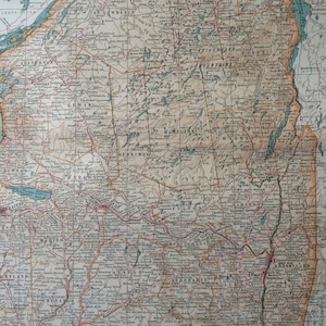 Carte de l'État de New York (nord et est) de 1903, grande carte ancienne originale - carte murale - nord de l'État de New York