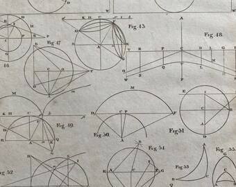 1806 Projection of the Sphere Original Antique Engraving - Science - Physics - Encyclopaedia - Mounted and Matted - Available Framed