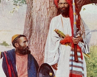 1940s Tribesmen of the North-West Frontier Original Vintage Print - Pakistan - Mounted and Matted - Available Framed