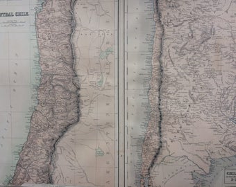 1859 Central Chile and Chili La Plata or the Argentine Republic and Bolivia extra large rare original antique A & C Black Map