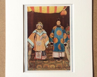 1940s Chinese Wedding - Bridal Couple Original Vintage Print - China - Mounted and Matted - Available Framed