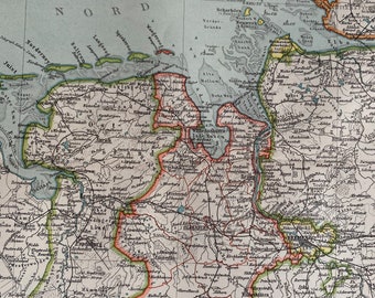 1896 Oldenburg Original Antique Map - Available Framed - Cartography - Bremen - Germany - Wall Decor