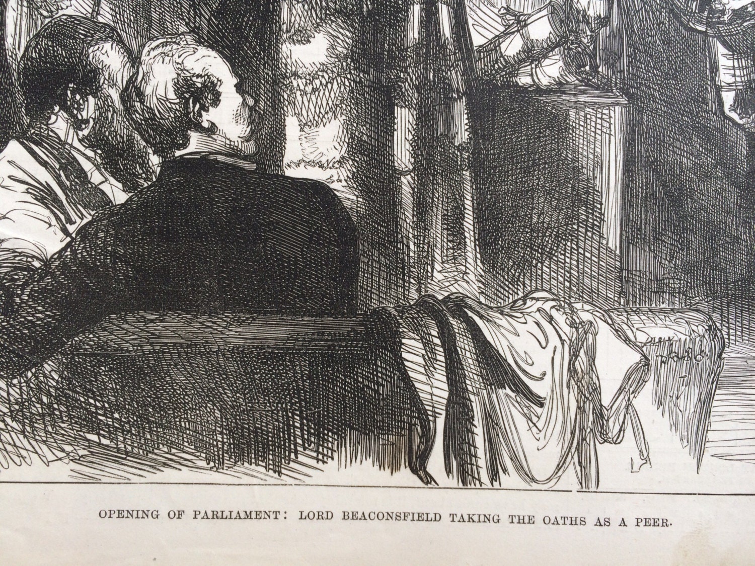 1877 Opening of Parliament Lord Beaconsfield taking the oaths as a