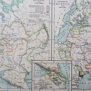 1875 Russian History Original Antique Map - Russia - Decorative Wall Art - Cartography - Available Framed
