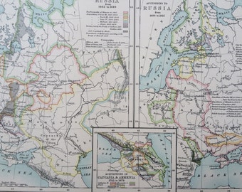 1875 Russian History Original Antique Map - Russia - Decorative Wall Art - Cartography - Available Framed
