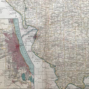 1903年イリノイ州（南部）オリジナル大型アンティークマップ（シカゴの地図付き） - 米国州地図 - IL - 壁掛け地図 - 地図作成 - 11 x 16インチ