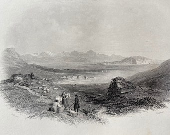 1840 Achill, Mayo Original Antique Engraving - Landscape Scenery - Ireland - Mounted and Matted - Available Framed