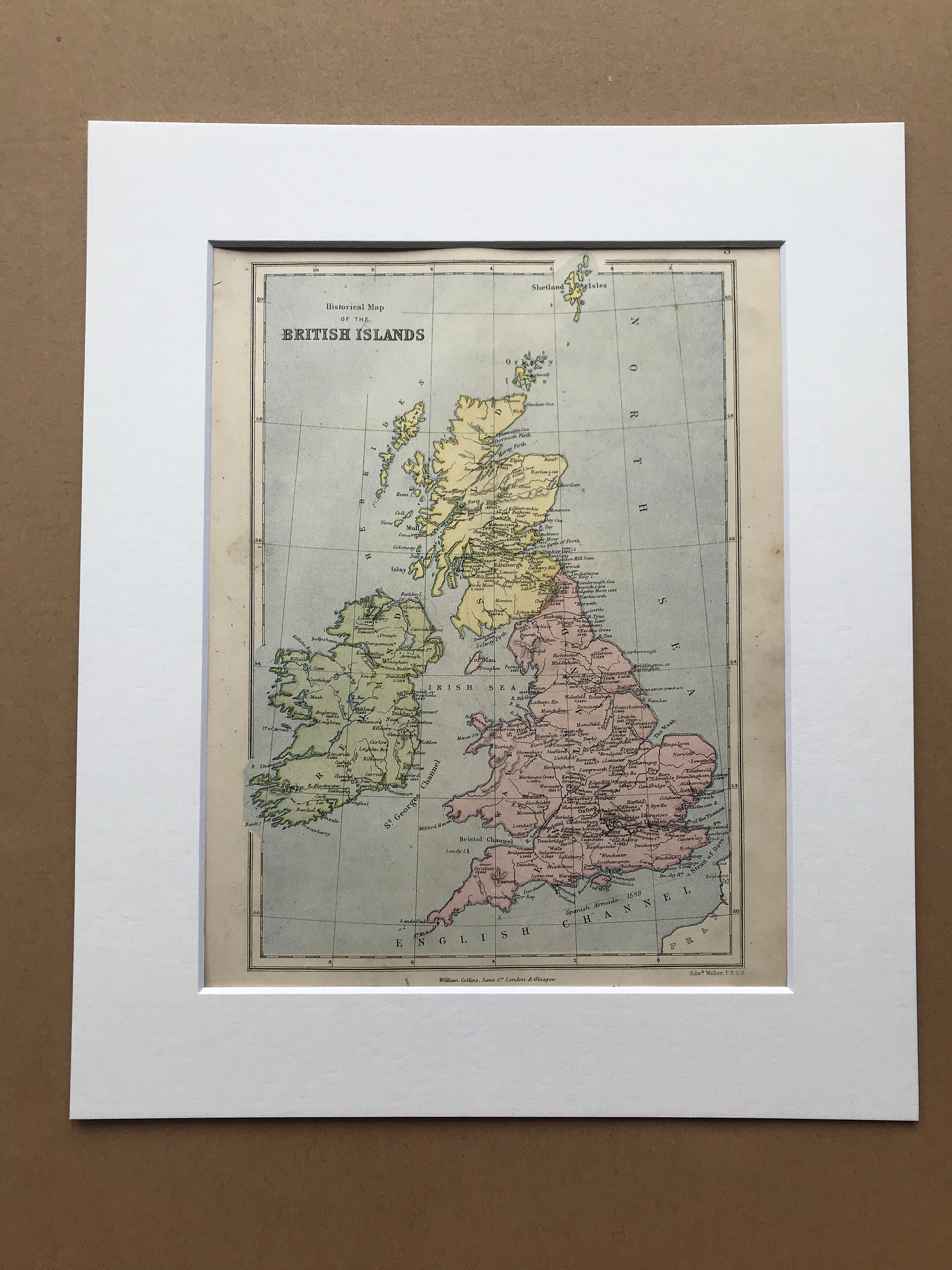 1873 Historical Map of the British Isles Original Antique Map - Egypt ...