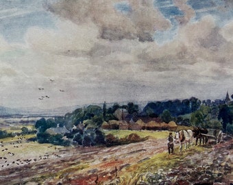 1922 Warwickshire, 'Hungry' Grafton Original Antique Print - England - Mounted and Matted - Available Framed