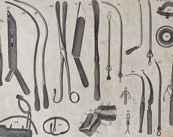 1806 Surgery Original Antique Engraving - Surgical Tools - Medical Decor - Science - Encyclopaedia - Mounted and Matted - Available Framed