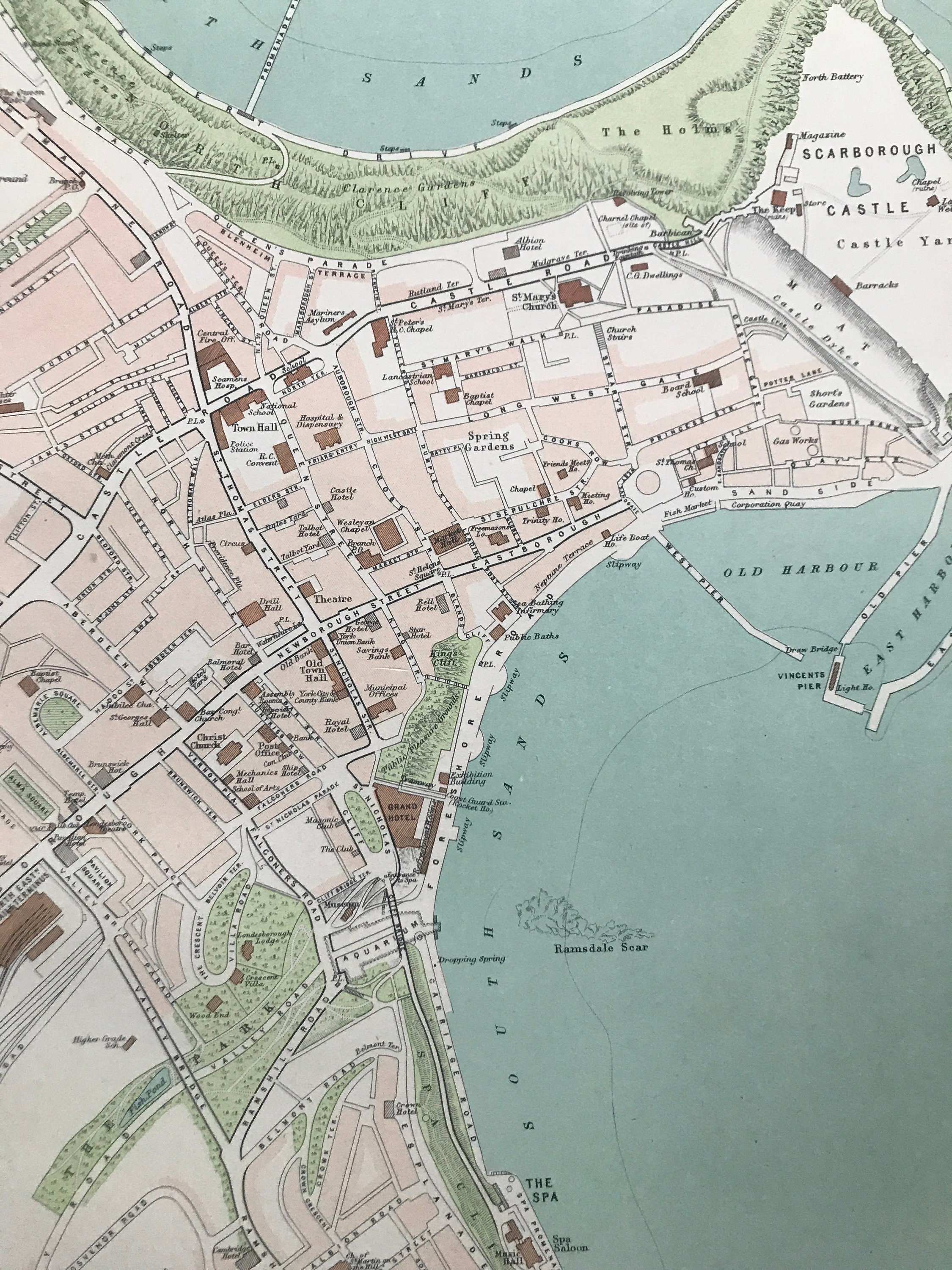 Scarborough Old Town Map 1898 Scarborough Original Antique Map City Plan England | Etsy