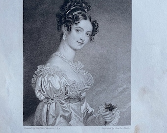 1836 Selina Original Antique Print - Engraving - Portrait - Mounted and Matted - Available Framed