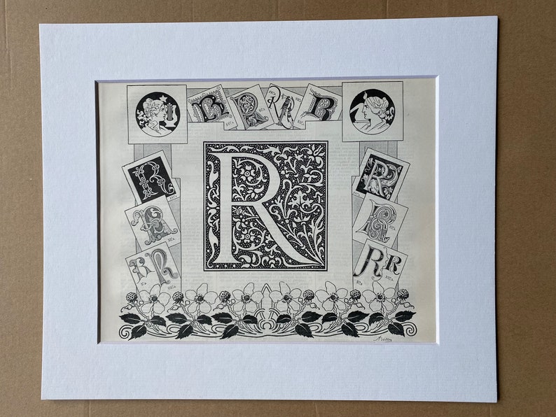 Alphabet R Decorative 1897 Letter R - Decorative Alphabet Letter Original Antique Print ...