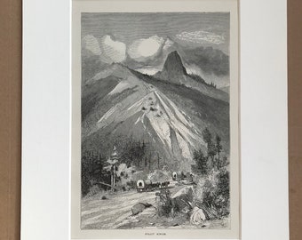 1895 Pilot Knob, California Original Antique Wood Engraving - Mounted and Matted - Mountain - Decorative Art - Available Framed