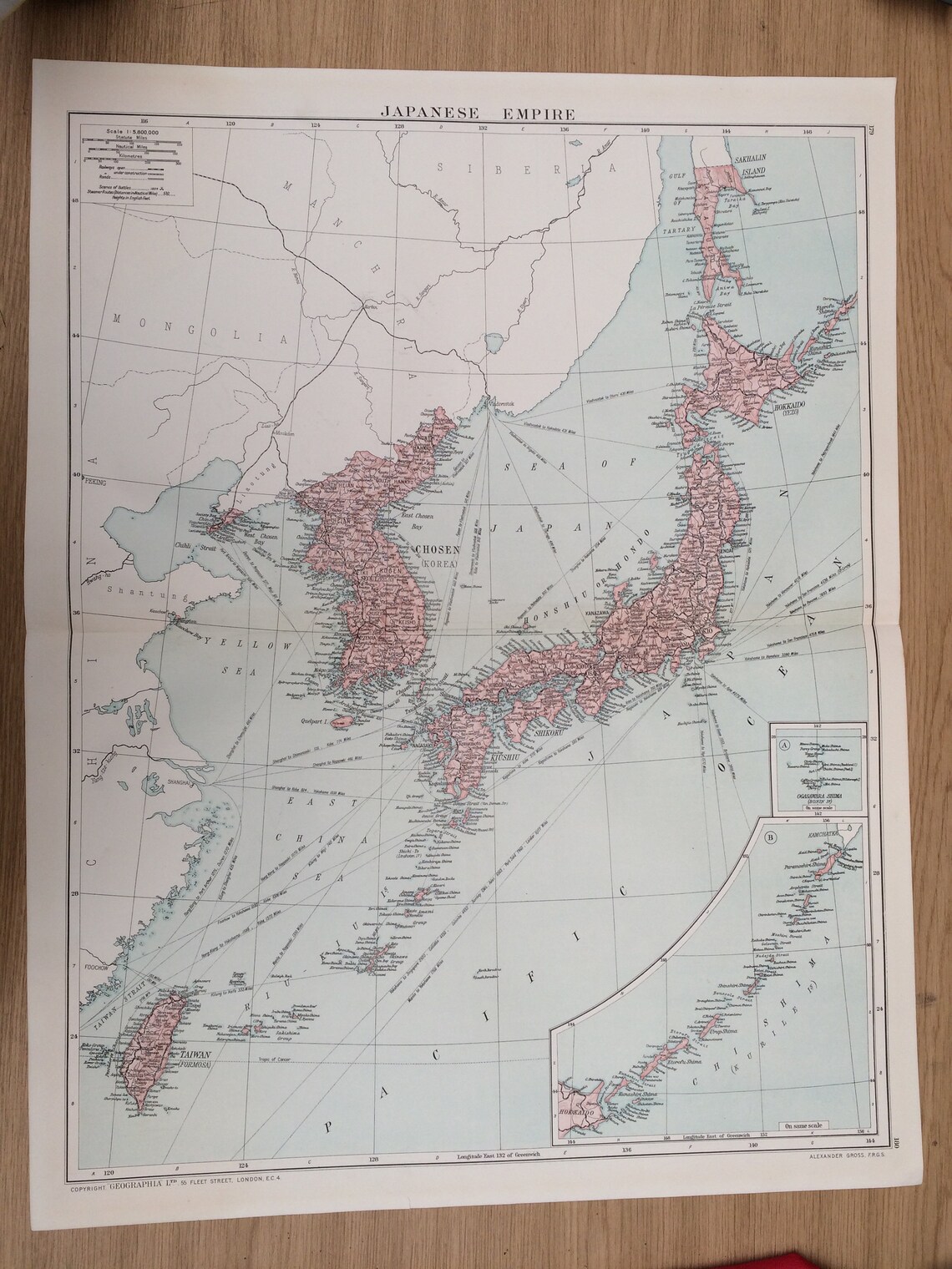 1920 Japanese Empire Extra Large Original Antique Map Showing | Etsy